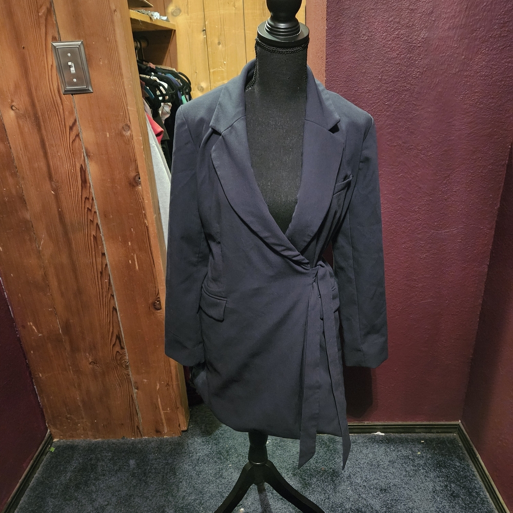 By Anthropologie Midnight Blue Cut Out Blazer Dress womens size 6